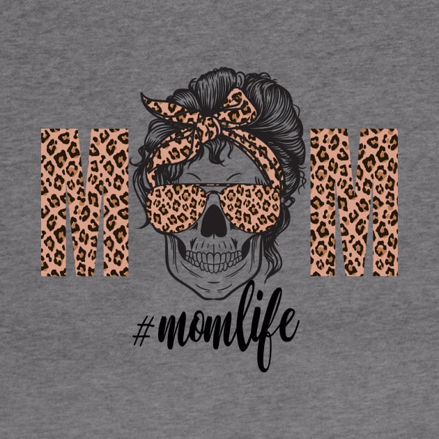 Mom Life Skull Cheetah print Retro Bandana by PIIZ